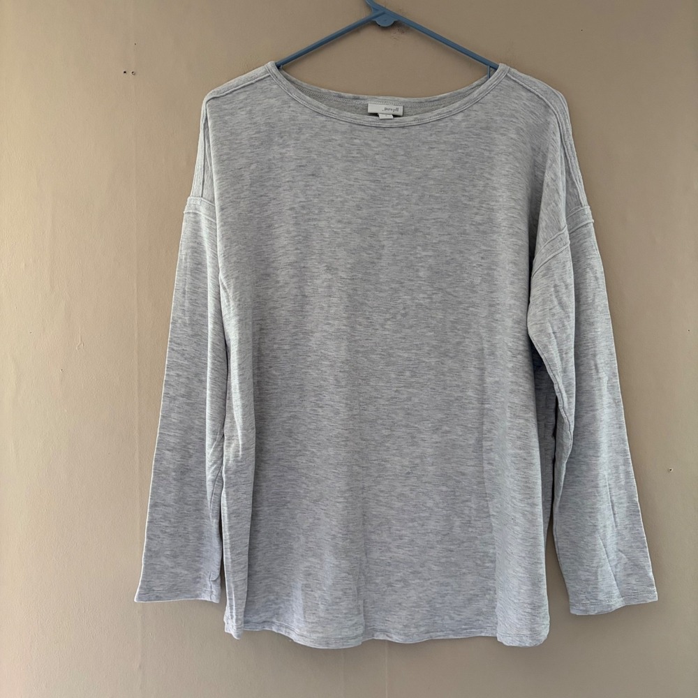 J Jill Purejill Womens Top Size L Gray Cozy Minimalist Capsule Casual Everyday